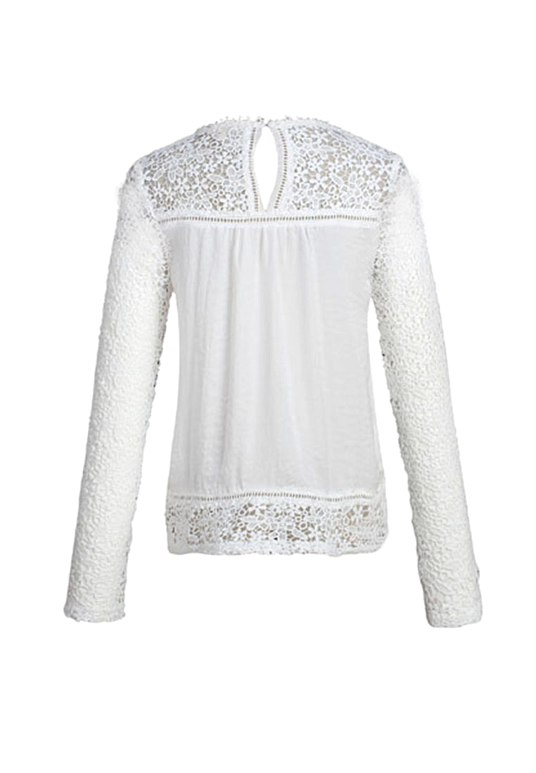 full sleeve casual lace top#color_white