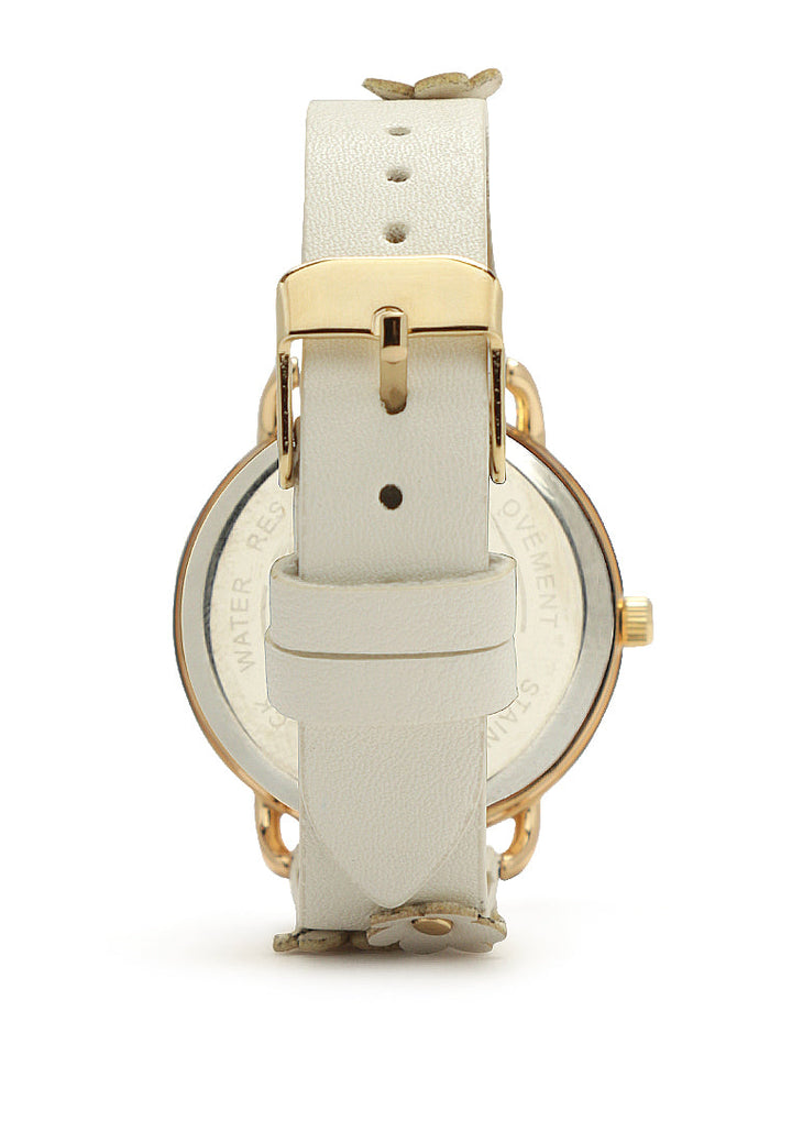 mother of pearl look resin case watch#color_white