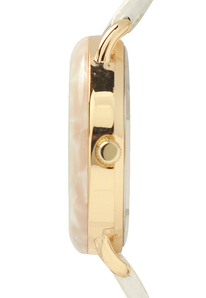 mother of pearl look resin case watch#color_white