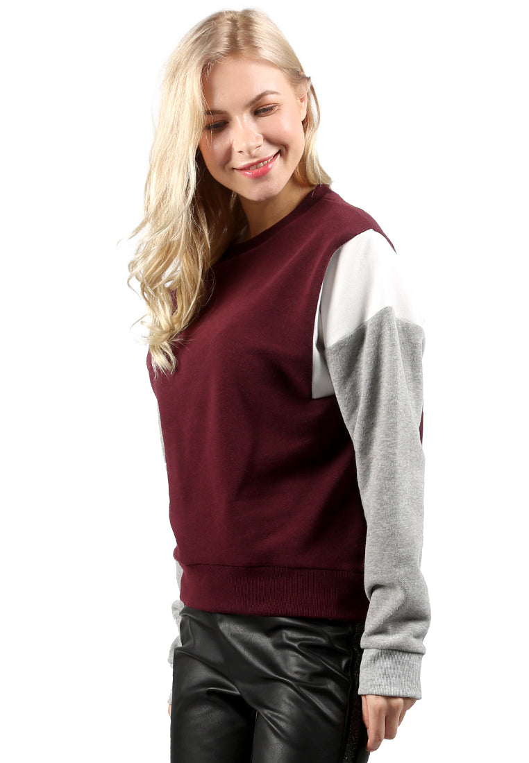 color block sweatshirt#color_wine