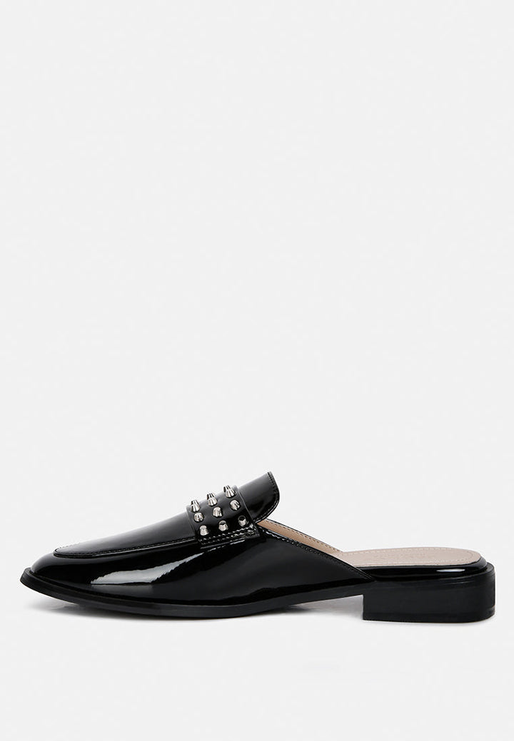 yashta patent studded flat mules by ruw#color_black