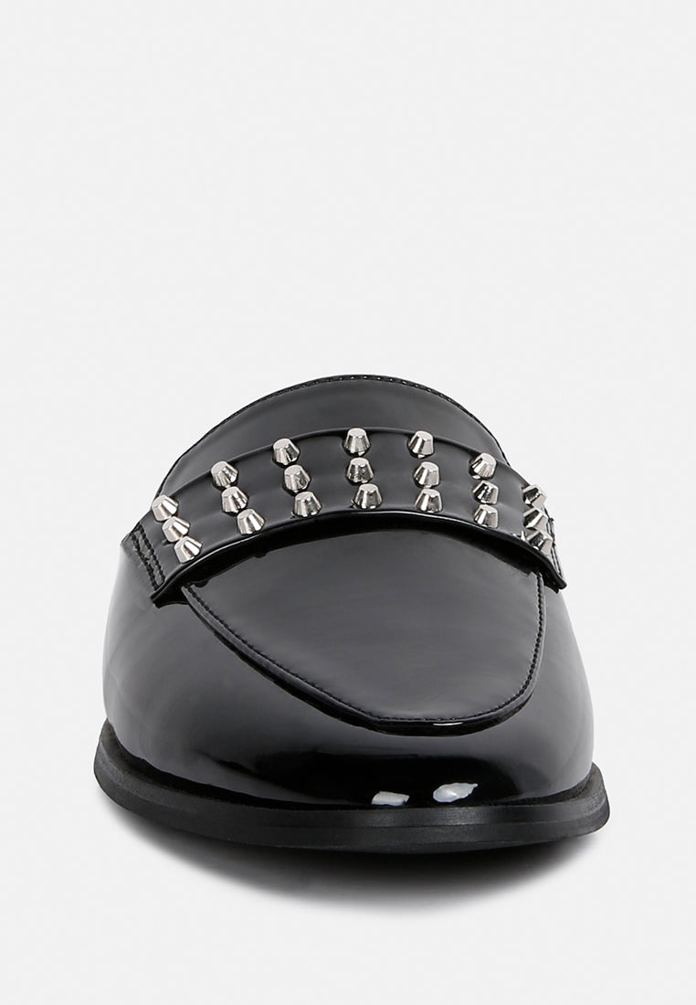 yashta patent studded flat mules by ruw#color_black