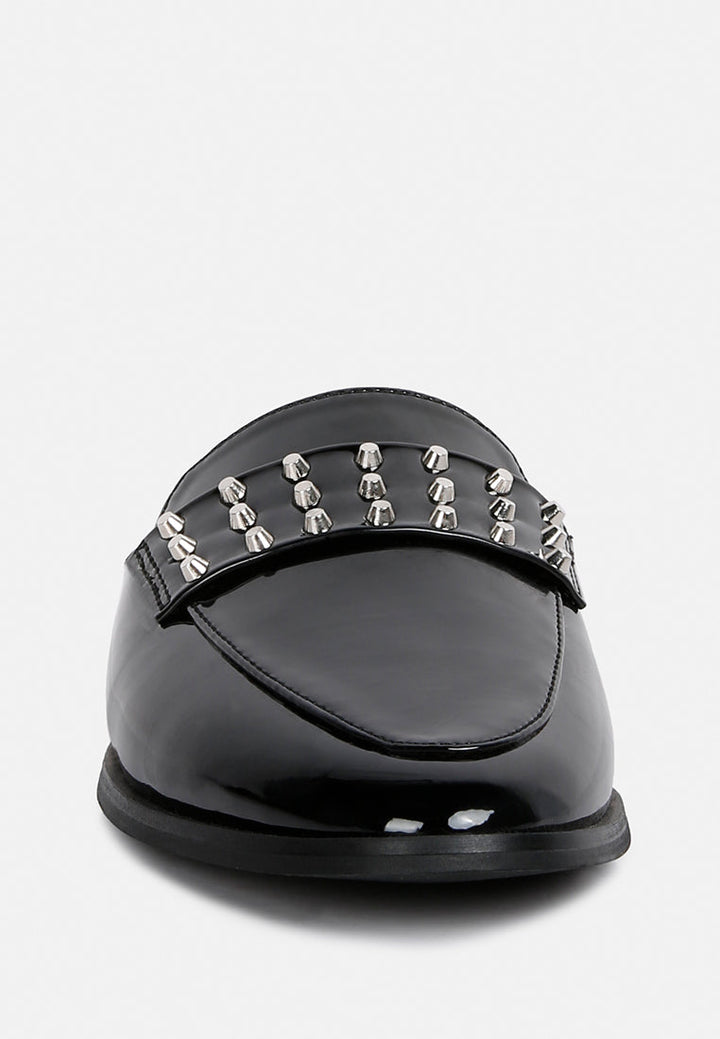 yashta patent studded flat mules by ruw#color_black