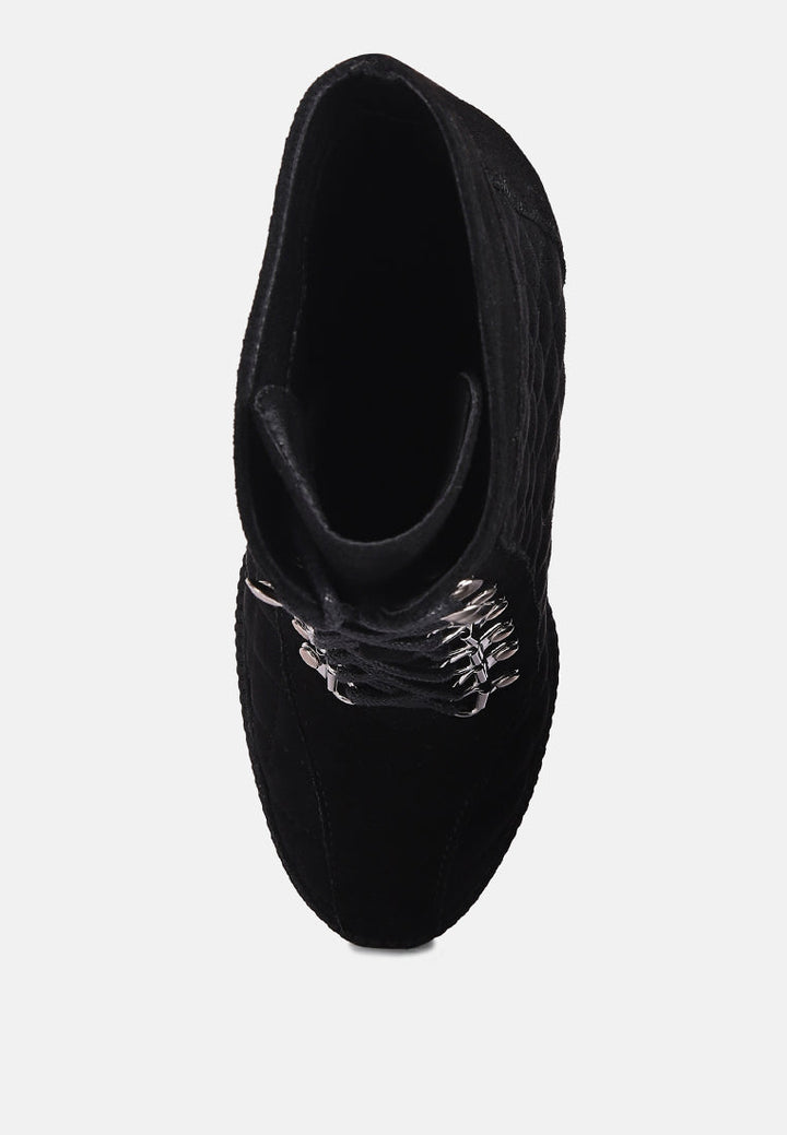 yoko fine suede quilted ankle boots by ruw#color_black