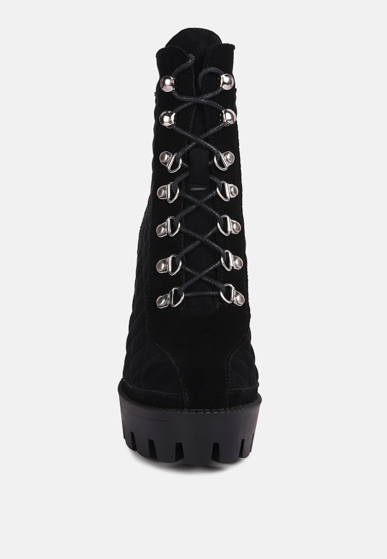 yoko fine suede quilted ankle boots by ruw#color_black