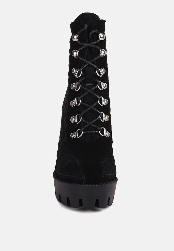 yoko fine suede quilted ankle boots by ruw#color_black