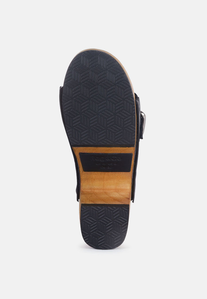 yoruba braided leather buckled slide clogs by ruw#color_black