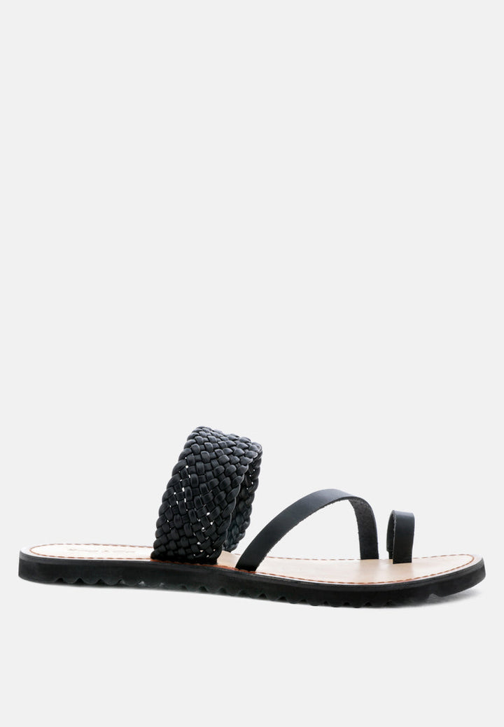 zina braided leather flat sandal by ruw#color_black