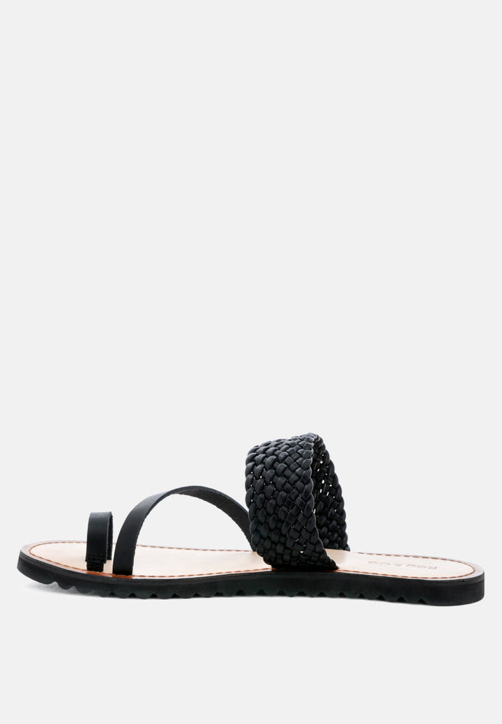 zina braided leather flat sandal by ruw#color_black