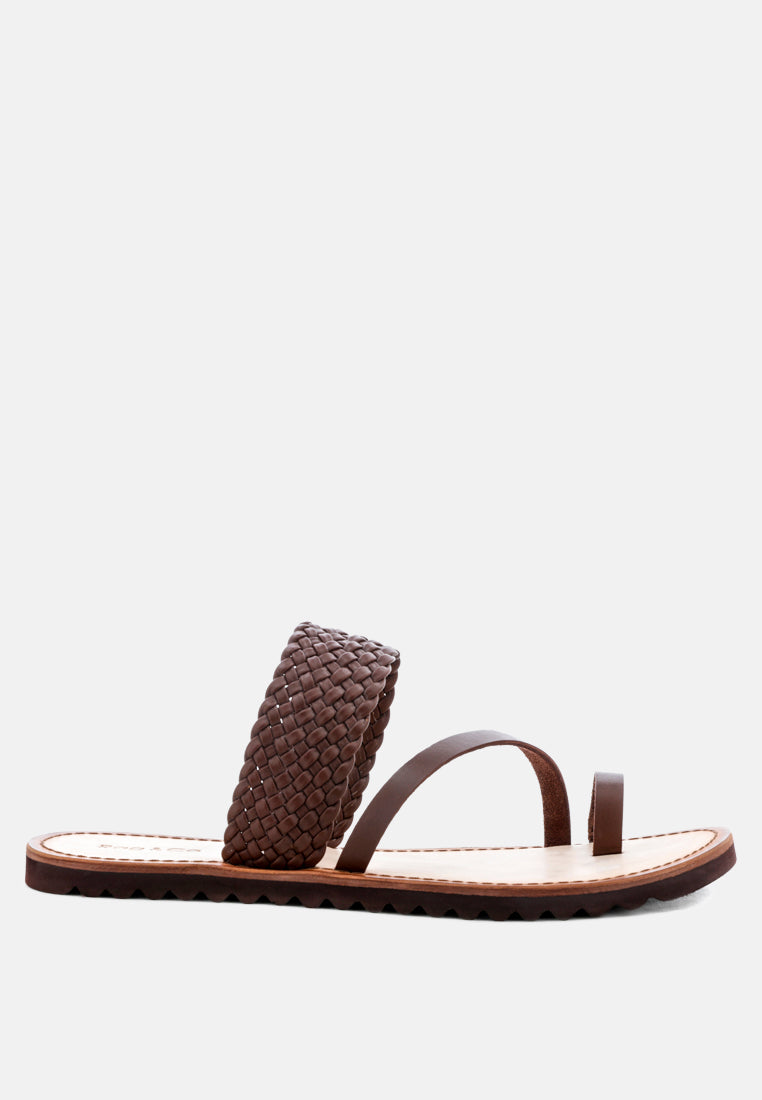 zina braided leather flat sandal by ruw#color_brown