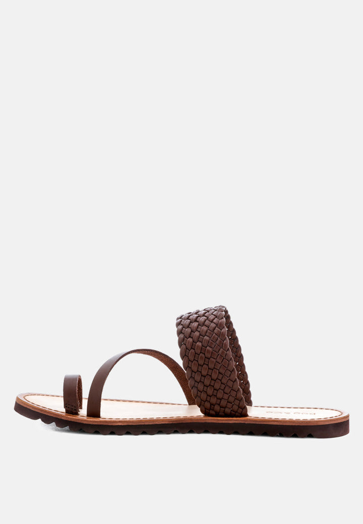 zina braided leather flat sandal by ruw#color_brown