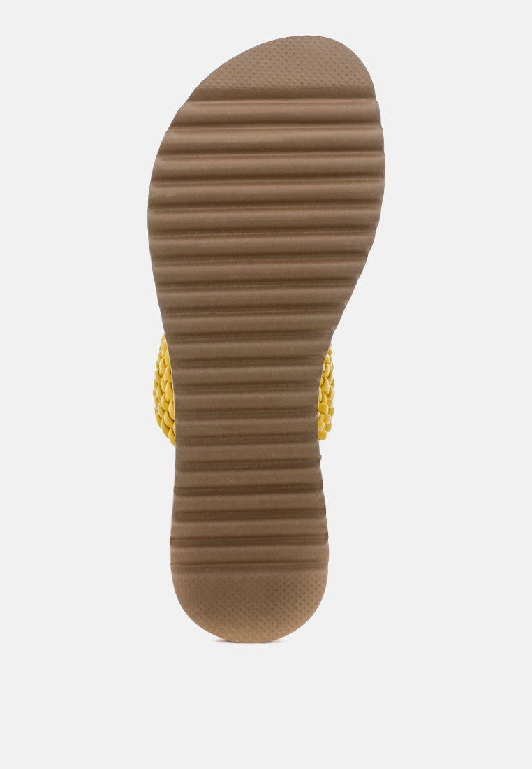 zina braided leather flat sandal by ruw#color_yellow