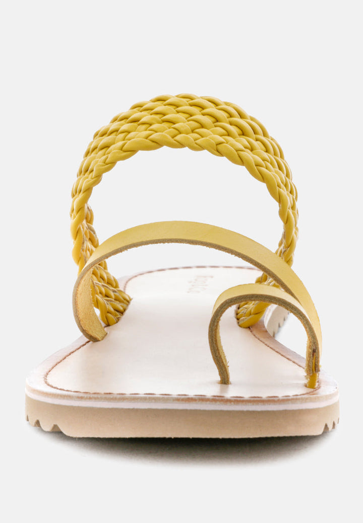 zina braided leather flat sandal by ruw#color_yellow