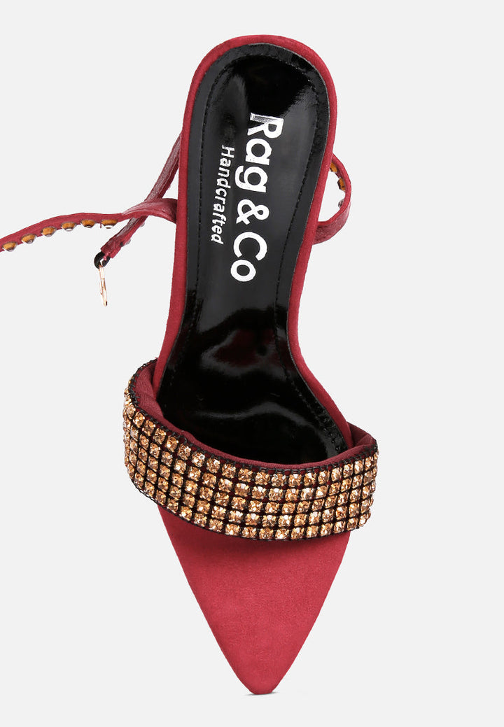 zurin black high heeled diamante sandals by ruw#color_burgundy