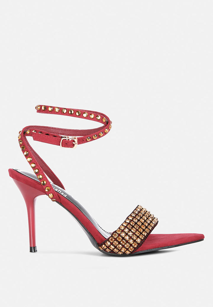 zurin black high heeled diamante sandals by ruw#color_burgundy