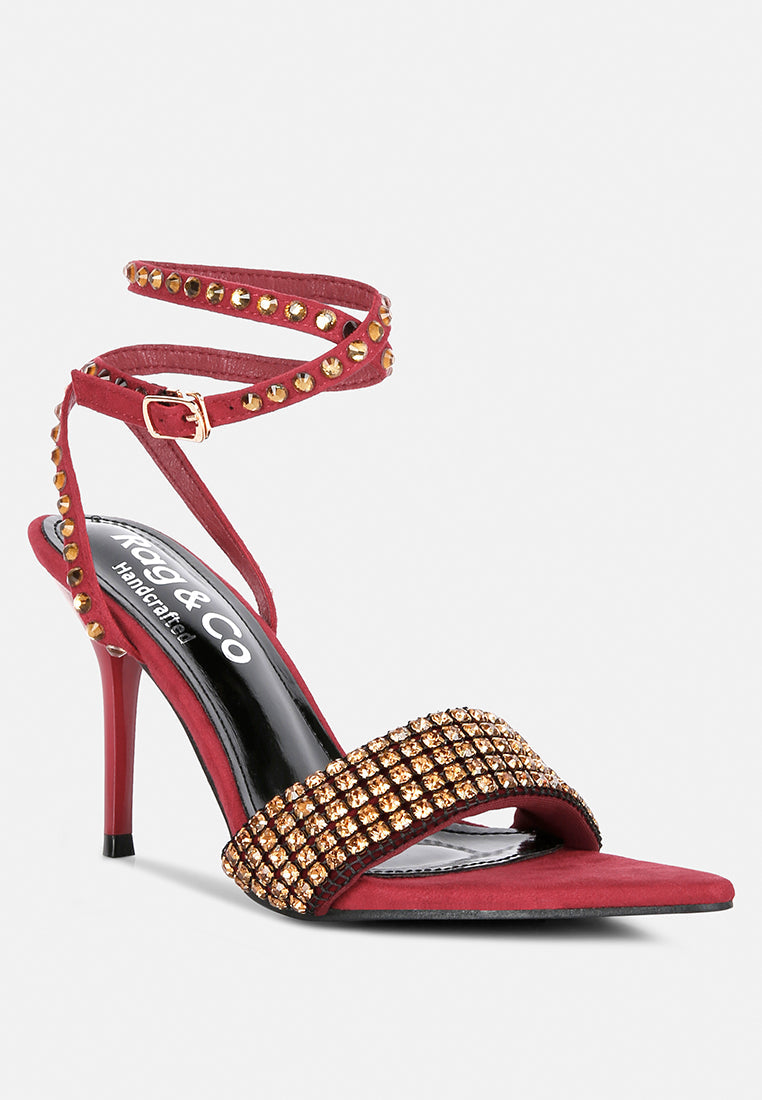 zurin black high heeled diamante sandals by ruw#color_burgundy