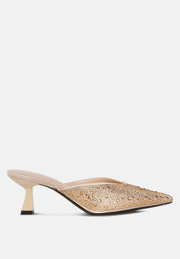 aldora rhinestones embellished satin mules by ruw#color_gold