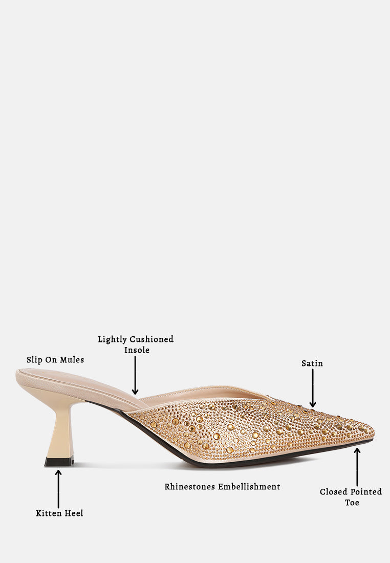 aldora rhinestones embellished satin mules by ruw#color_gold