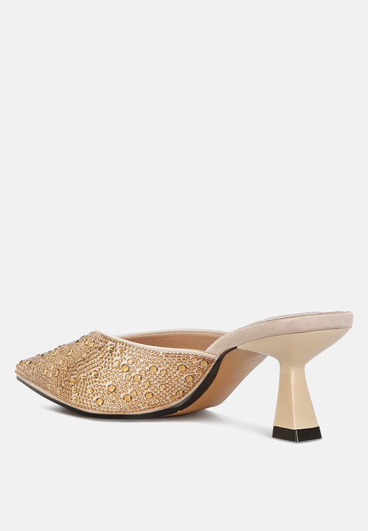 aldora rhinestones embellished satin mules by ruw#color_gold