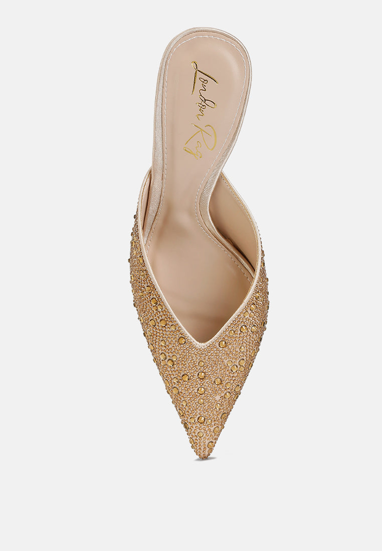 aldora rhinestones embellished satin mules by ruw#color_gold