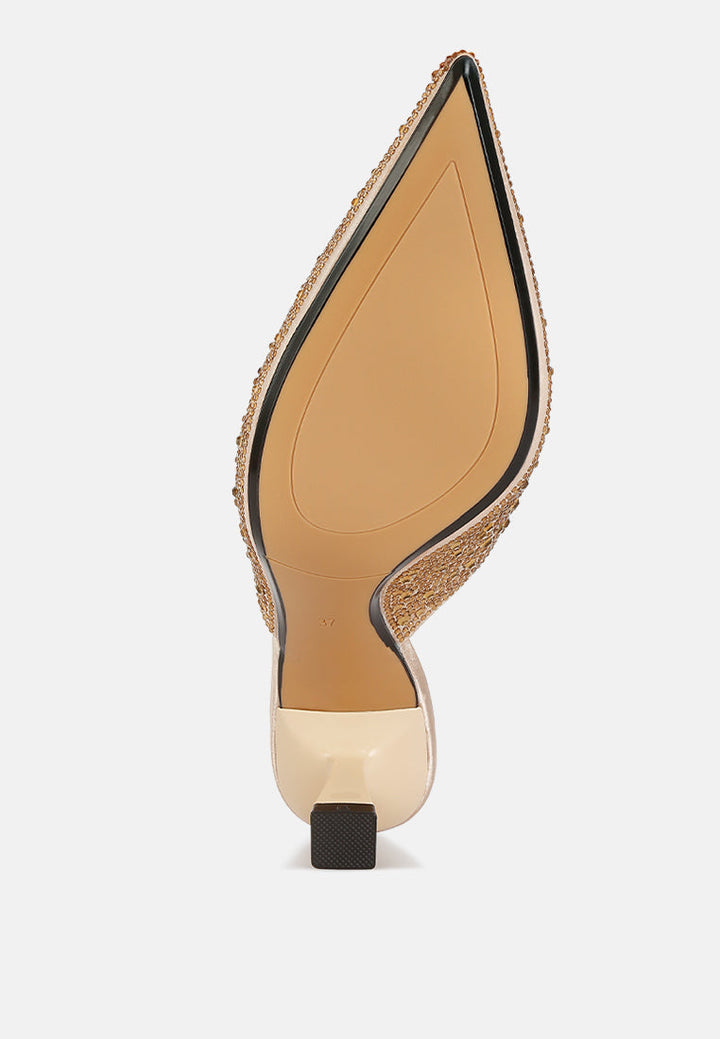 aldora rhinestones embellished satin mules by ruw#color_gold