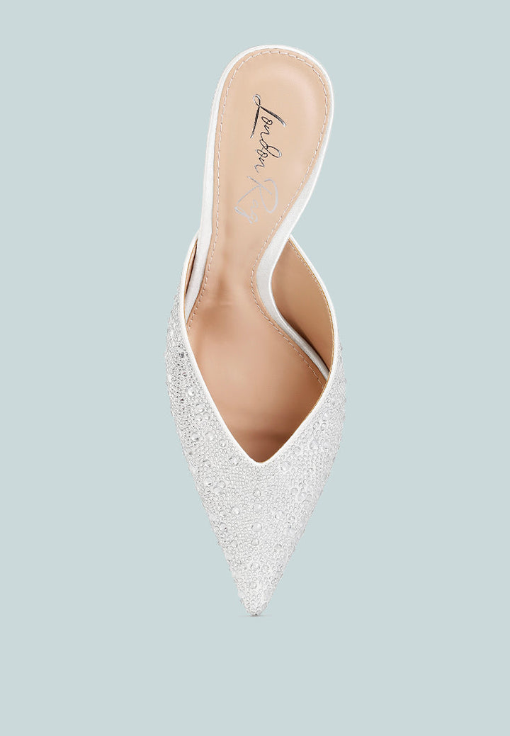 aldora rhinestones embellished satin mules by ruw#color_white