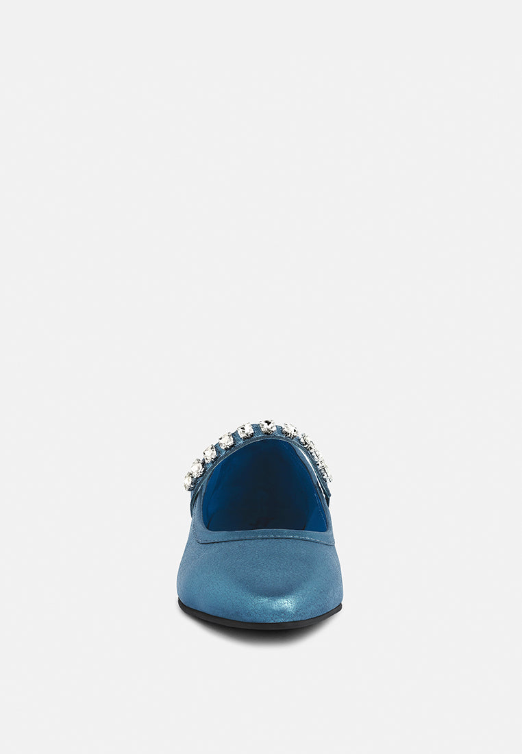 alverno metallic diamante mary jane leather flats by ruw#color_blue