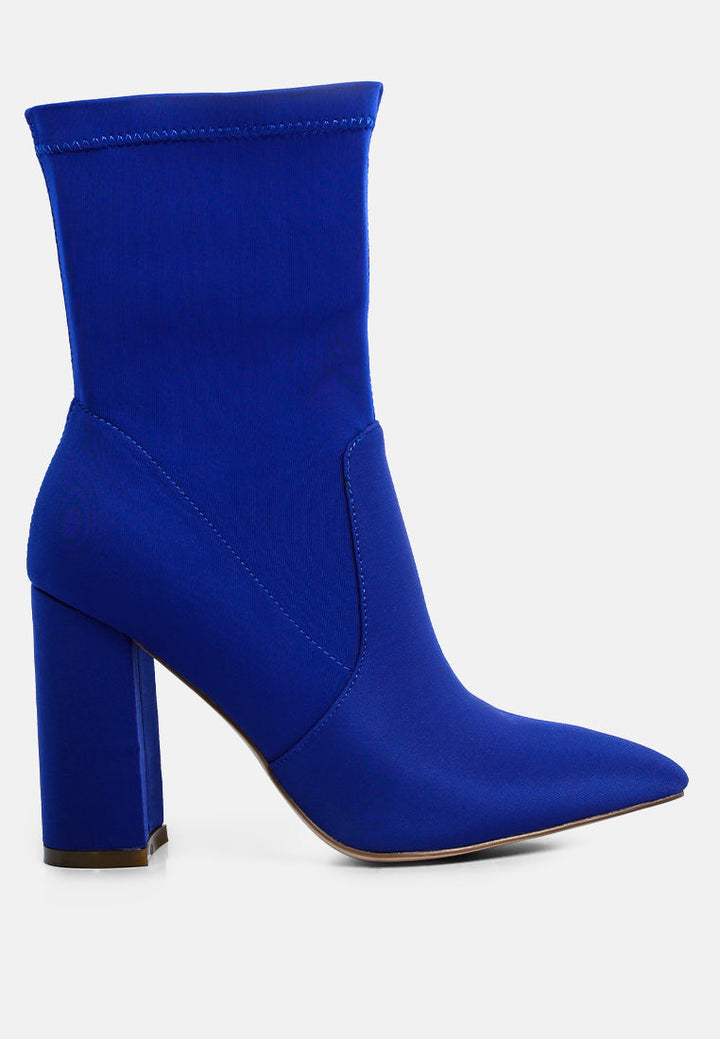 ankle lycra block heeled boots by ruw#color_blue