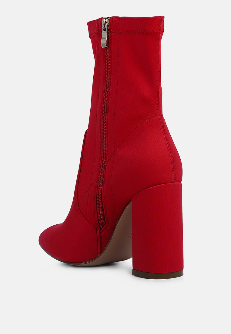 ankle lycra block heeled boots by ruw#color_red