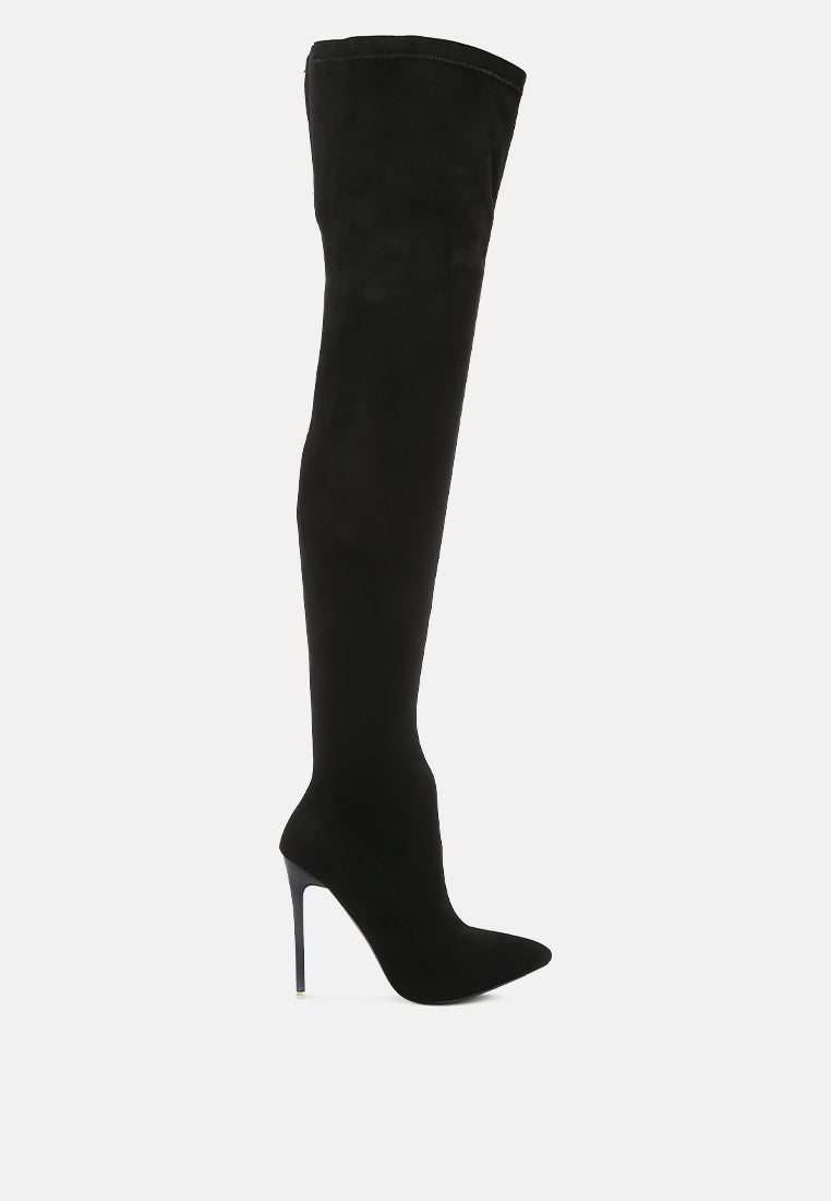 atelier stretch faux suede stiletto long boots by ruw#color_black