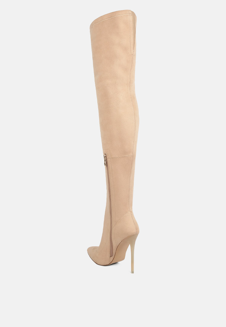 atelier stretch faux suede stiletto long boots by ruw#color_beige