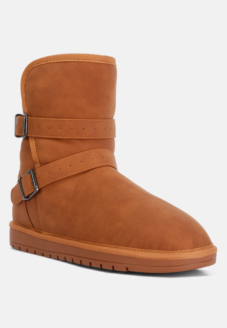 basil buckle strap detail boots by ruw#color_tan