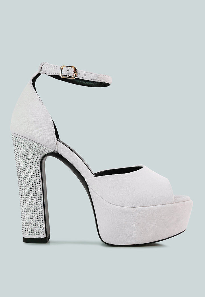 beaty high block heeled diamante stud sandals by ruw#color_white