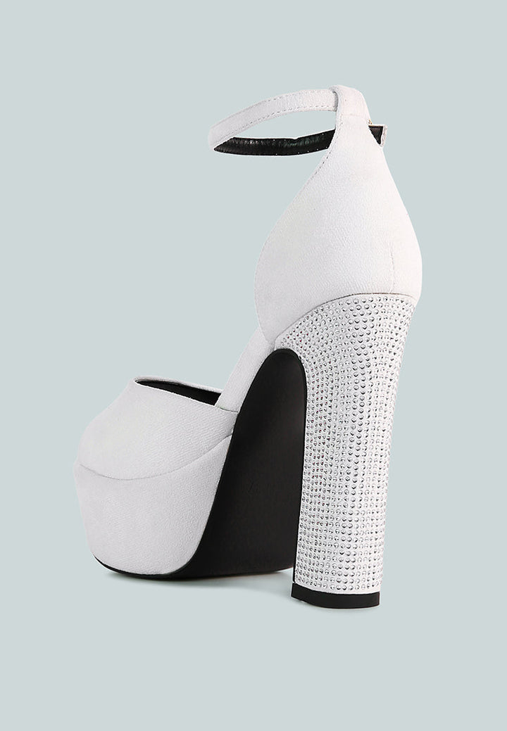 beaty high block heeled diamante stud sandals by ruw#color_white