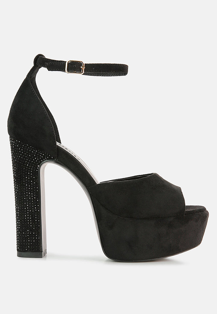 beaty high block heeled diamante stud sandals by ruw#color_black