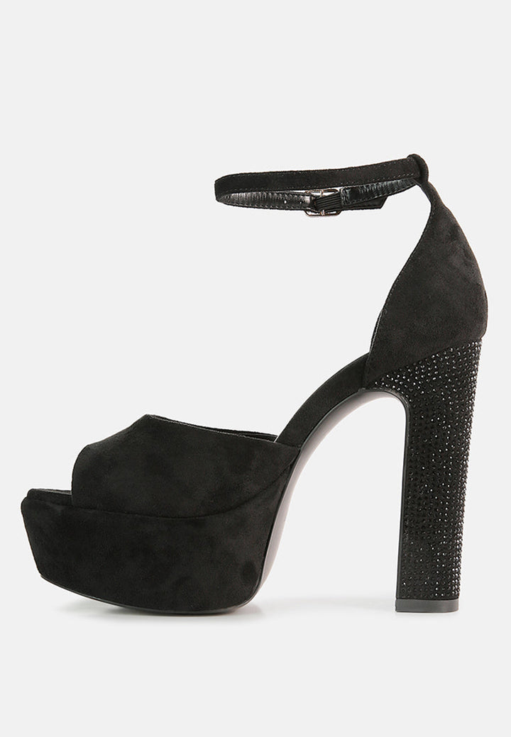 beaty high block heeled diamante stud sandals by ruw#color_black