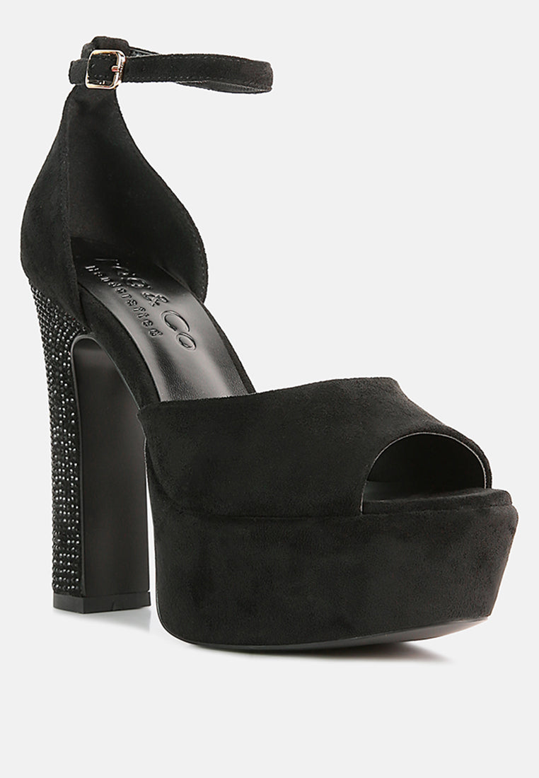 beaty high block heeled diamante stud sandals by ruw#color_black