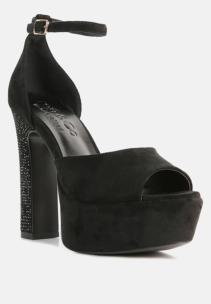 beaty high block heeled diamante stud sandals by ruw#color_black