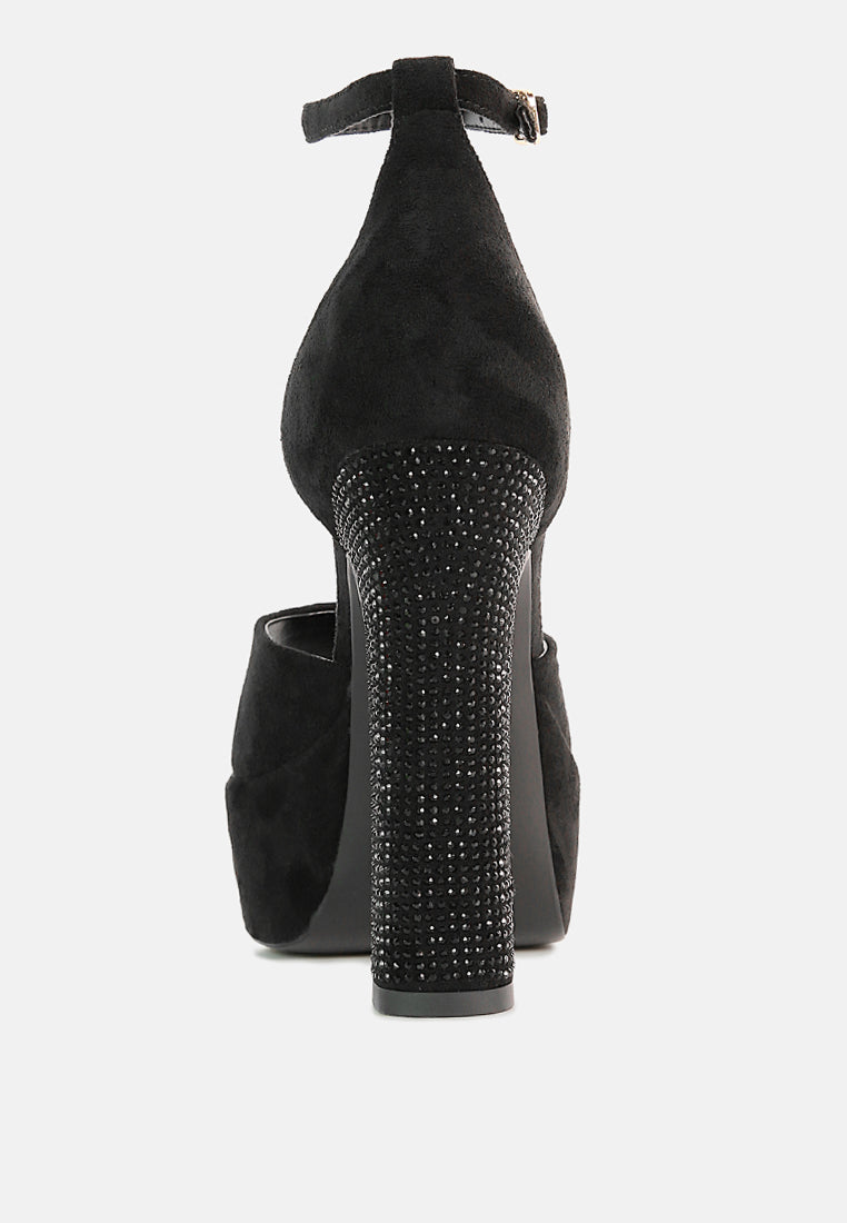 beaty high block heeled diamante stud sandals by ruw#color_black