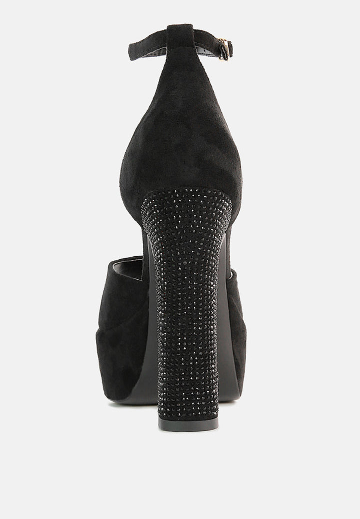 beaty high block heeled diamante stud sandals by ruw#color_black