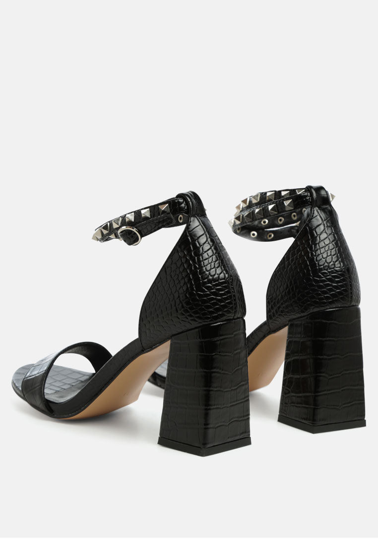 belle block heeled studded sandals by ruw#color_black