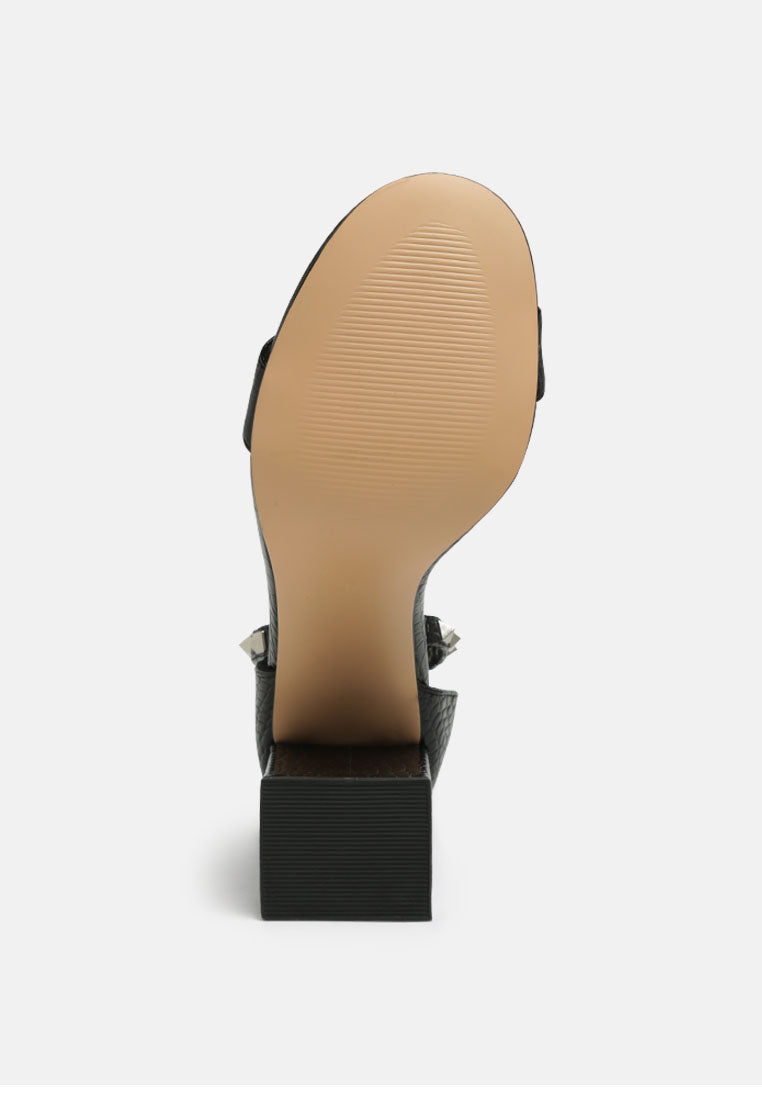 belle block heeled studded sandals by ruw#color_black