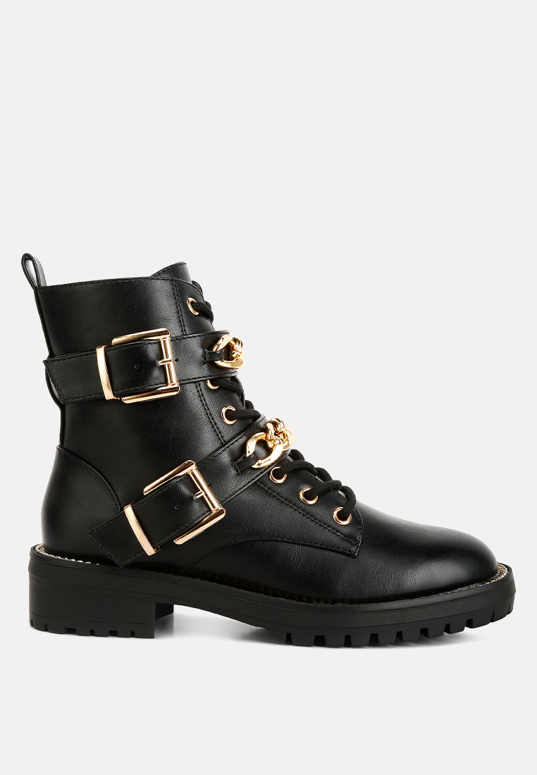 billy metal chain embellished biker boots by ruw#color_black