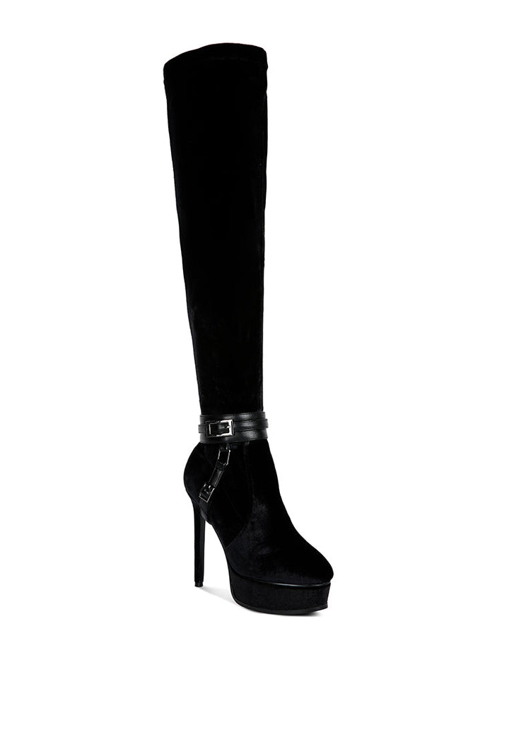 bison high heeled long velvet boots by ruw#color_black