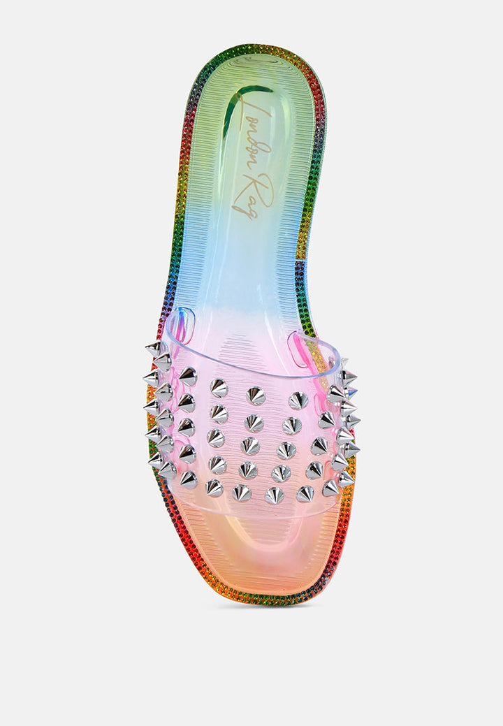 bolly punk stud clear jelly flats by ruw#color_multi