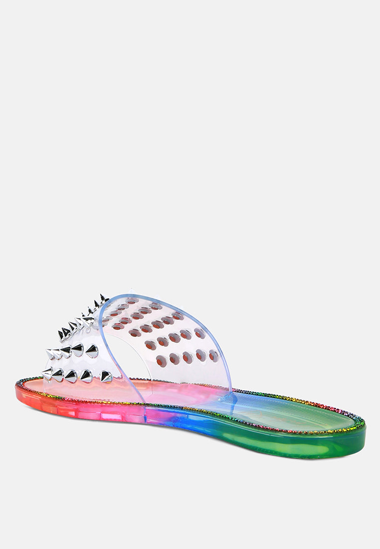 bolly punk stud clear jelly flats by ruw#color_multi