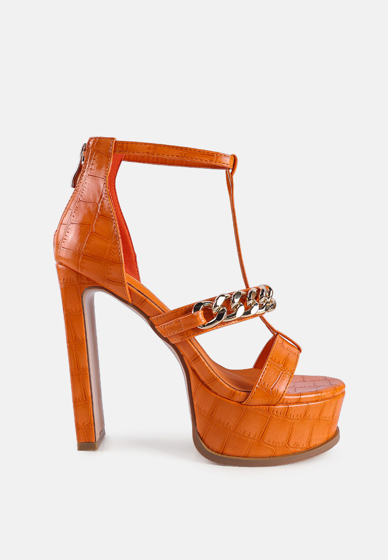 bonita metal chain zip up sandals by ruw#color_orange