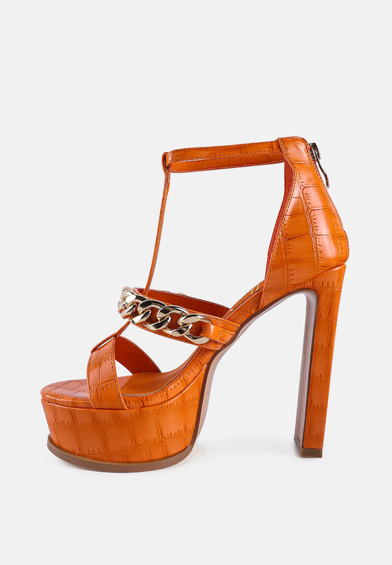 bonita metal chain zip up sandals by ruw#color_orange