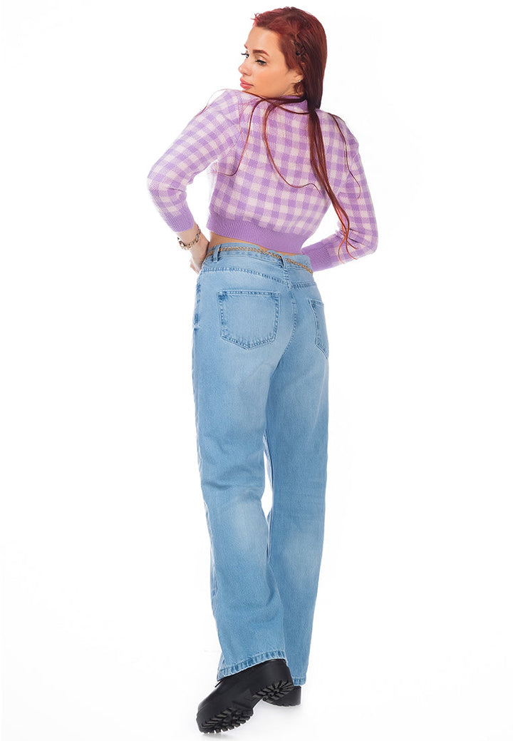 boot cut washed jeans pants#color_light-blue