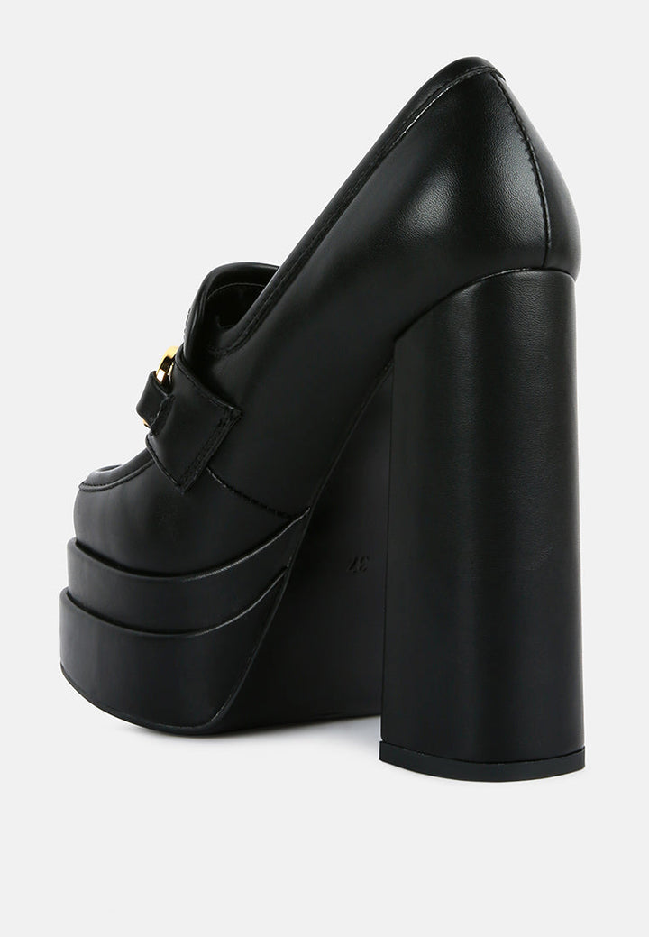 bratz horsebit diamante embellished chunky platform loafers by ruw#color_black